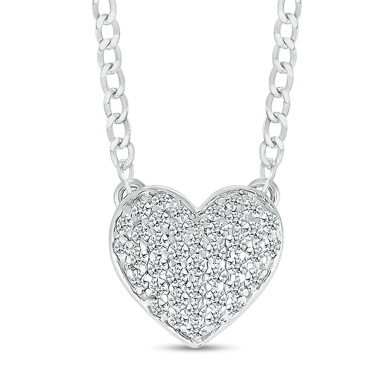Main Image 1 of 1/5 CT. T.W. Diamond Heart Pendant in Sterling Silver - 20"