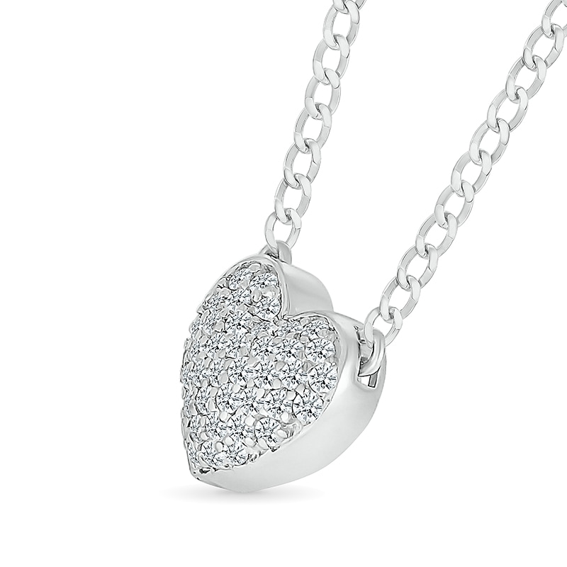 Main Image 2 of 1/5 CT. T.W. Diamond Heart Pendant in Sterling Silver - 20"