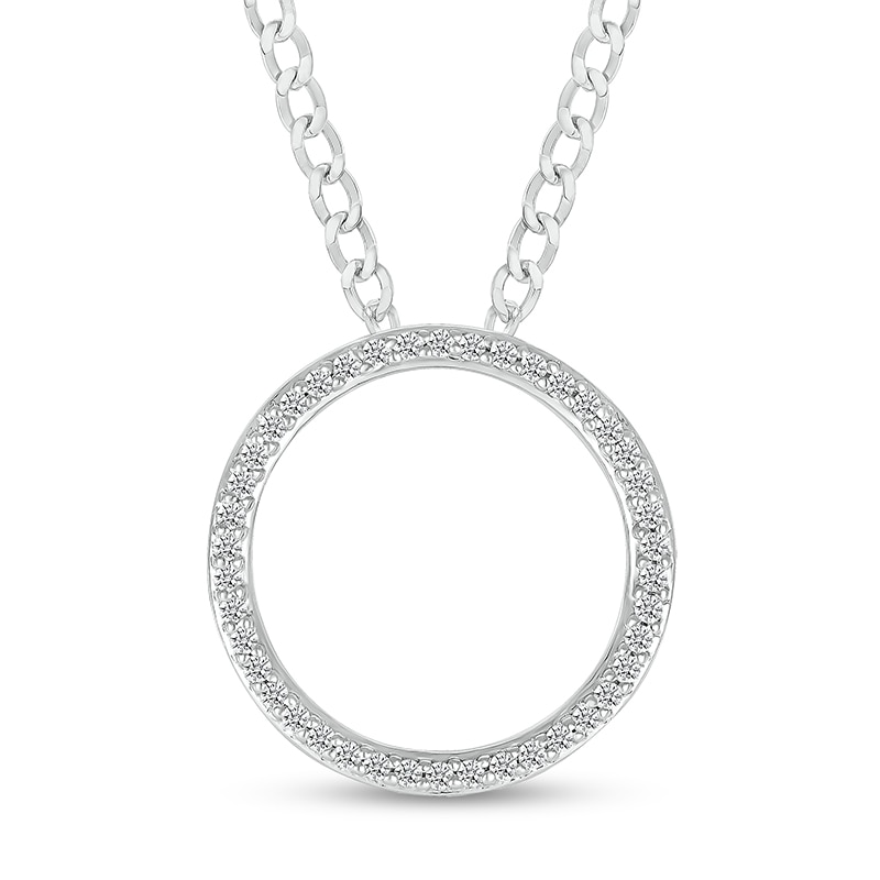Main Image 1 of 1/4 CT. T.W. Diamond Circle Pendant in Sterling Silver - 20"