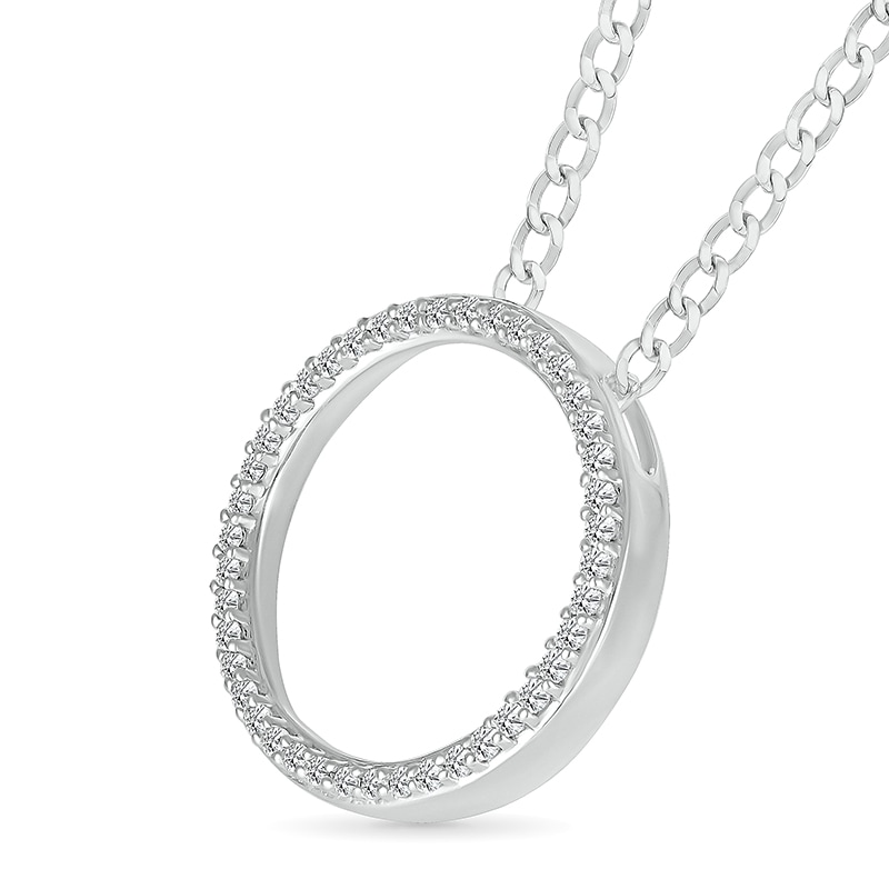 Main Image 2 of 1/4 CT. T.W. Diamond Circle Pendant in Sterling Silver - 20"
