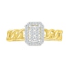 Thumbnail Image 2 of 1/5 CT. T.W. Emerald Multi-Diamond Frame Curb Chain Shank Ring in Sterling Silver with 10K Gold Plate