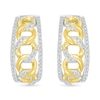 Thumbnail Image 2 of 1/3 CT. T.W. Diamond Edge Curb Chain J-Hoop Earrings in Sterling Silver with 10K Gold Plate