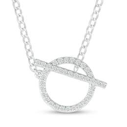 1/5 CT. T.W. Diamond Circle Toggle Necklace in Sterling Silver - 20"