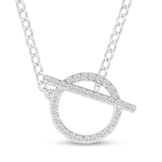 1/5 CT. T.w. Diamond Circle Toggle Necklace in Sterling Silver - 20"