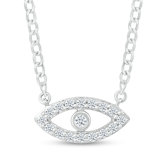 1/10 CT. T.w. Diamond Evil Eye Necklace in Sterling Silver - 20"
