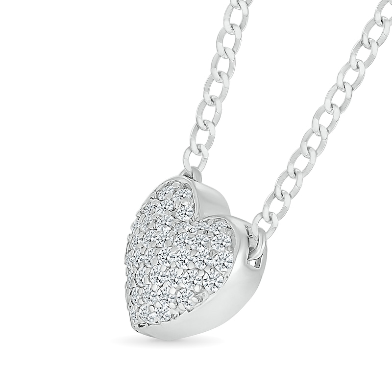 Main Image 2 of 1/5 CT. T.W. Diamond Heart Pendant in Sterling Silver - 20"