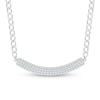Thumbnail Image 1 of 3/8 CT. T.W. Diamond Triple Row Curved Bar Necklace in Sterling Silver - 20"