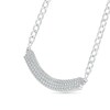 Thumbnail Image 2 of 3/8 CT. T.W. Diamond Triple Row Curved Bar Necklace in Sterling Silver - 20"