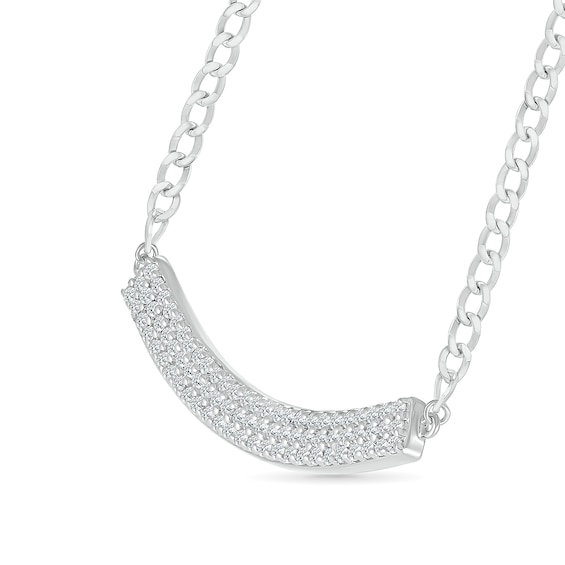 3/8 CT. T.w. Diamond Triple Row Curved Bar Necklace in Sterling Silver - 20"