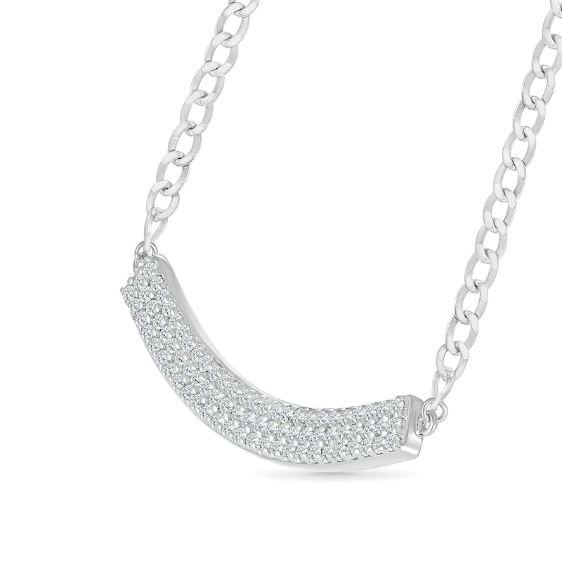 Main Image 2 of 3/8 CT. T.W. Diamond Triple Row Curved Bar Necklace in Sterling Silver - 20"