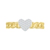 Thumbnail Image 1 of 1/6 CT. T.W. Diamond Heart Curb Chain Shank Ring in Sterling Silver with 10K Gold Plate