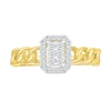 Thumbnail Image 2 of 1/5 CT. T.W. Emerald Multi-Diamond Frame Curb Chain Shank Ring in Sterling Silver with 10K Gold Plate