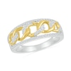 Thumbnail Image 1 of 1/4 CT. T.W. Diamond Edge Curb Chain Ring in Sterling Silver with 10K Gold Plate