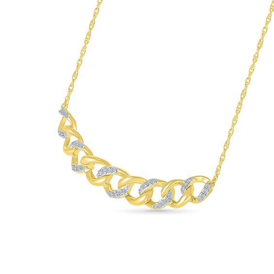 1/4 CT. T.w. Diamond Curb Chain Bar Necklace in Sterling Silver with 10K Gold Plate
