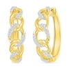Thumbnail Image 1 of 1/6 CT. T.W. Diamond Curb Chain Hoop Earrings in Sterling Silver with 10K Gold Plate