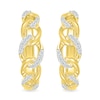 Thumbnail Image 2 of 1/6 CT. T.W. Diamond Curb Chain Hoop Earrings in Sterling Silver with 10K Gold Plate