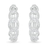 Thumbnail Image 2 of 1/3 CT. T.W. Diamond Curb Chain Hoop Earrings in Sterling Silver