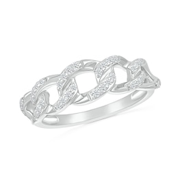 1/5 CT. T.W. Diamond Curb Chain Ring in Sterling Silver