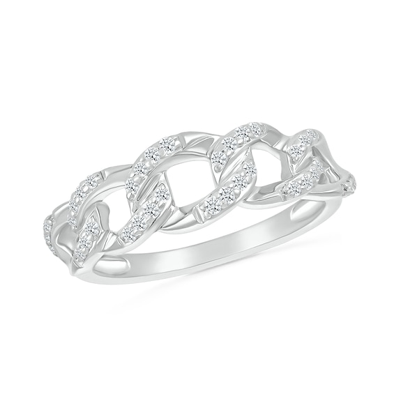 1/5 CT. T.w. Diamond Curb Chain Ring in Sterling Silver