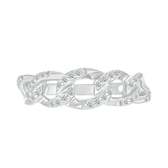 1/5 CT. T.w. Diamond Curb Chain Ring in Sterling Silver