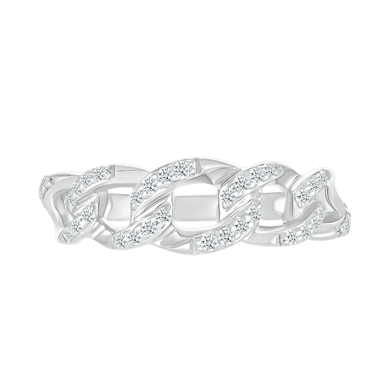 Main Image 2 of 1/5 CT. T.W. Diamond Curb Chain Ring in Sterling Silver