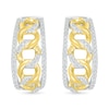 Thumbnail Image 2 of 1/3 CT. T.W. Diamond Edge Curb Chain J-Hoop Earrings in Sterling Silver with 10K Gold Plate
