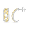 Thumbnail Image 3 of 1/3 CT. T.W. Diamond Edge Curb Chain J-Hoop Earrings in Sterling Silver with 10K Gold Plate