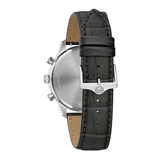 Men's Bulova Classic Sutton Black Strap Chronograph Watch with Black Dial (Model: 96B403)