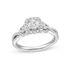 Thumbnail Image 1 of 1 CT. T.W. Diamond Cushion Frame Split Shank Past Present Future® Engagement Ring in 14K White Gold (I/I2)