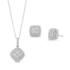 Thumbnail Image 0 of 1/2 CT. T.W. Cushion Multi-Diamond Tilted Pendant and Stud Earrings Set in Sterling Silver