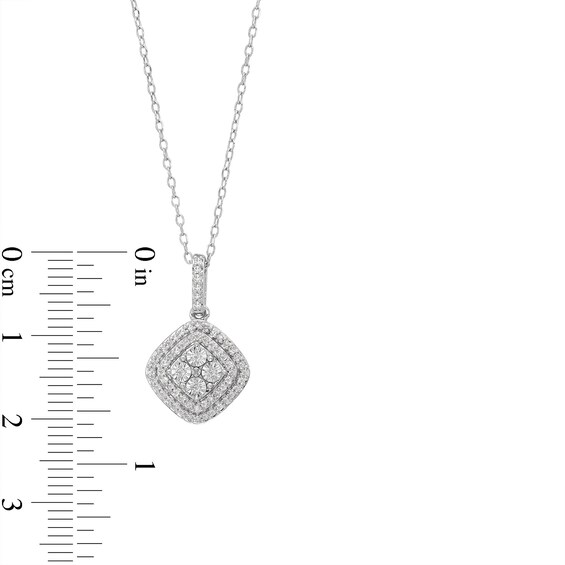 1/2 CT. T.w. Cushion Multi-Diamond Tilted Pendant and Stud Earrings Set in Sterling Silver