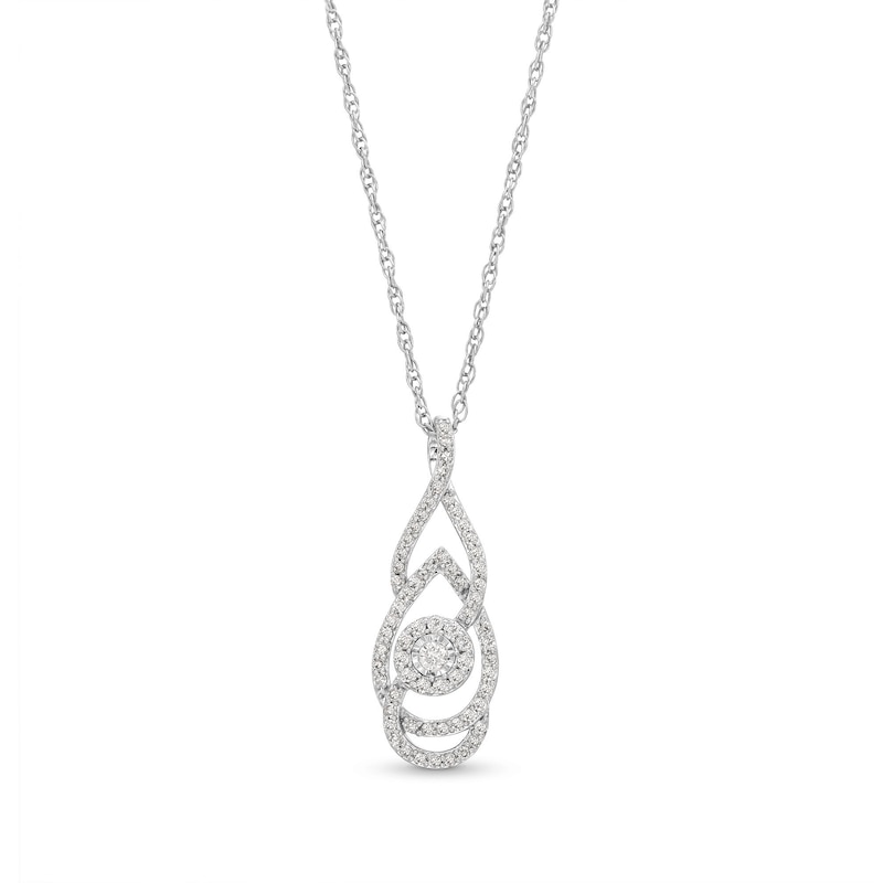 1/3 CT. T.W. Multi-Diamond Flame Infinity Overlay Pendant in Sterling Silver
