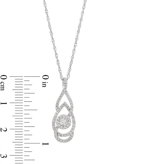 1/3 CT. T.w. Multi-Diamond Flame Infinity Overlay Pendant in Sterling Silver