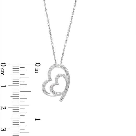 1/4 CT. T.w. Diamond Tilted Heart Pendant and Stud Earrings Set in Sterling Silver