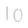 Thumbnail Image 1 of 1 CT. T.W. Diamond Triple Row Oval Hoop Earrings in Sterling Silver