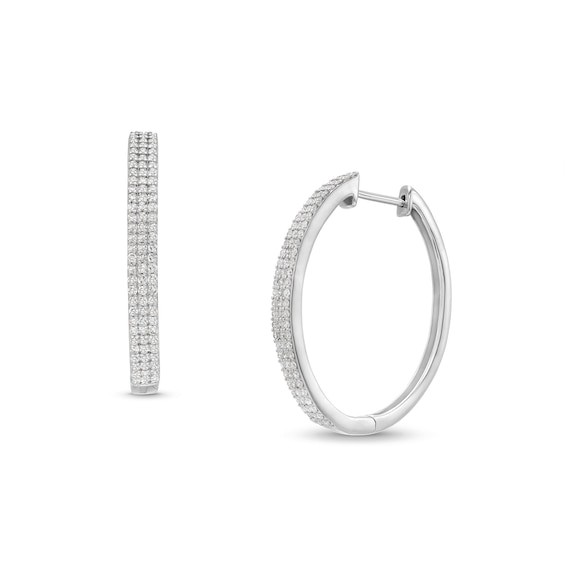 1 CT. T.w. Diamond Triple Row Oval Hoop Earrings in Sterling Silver