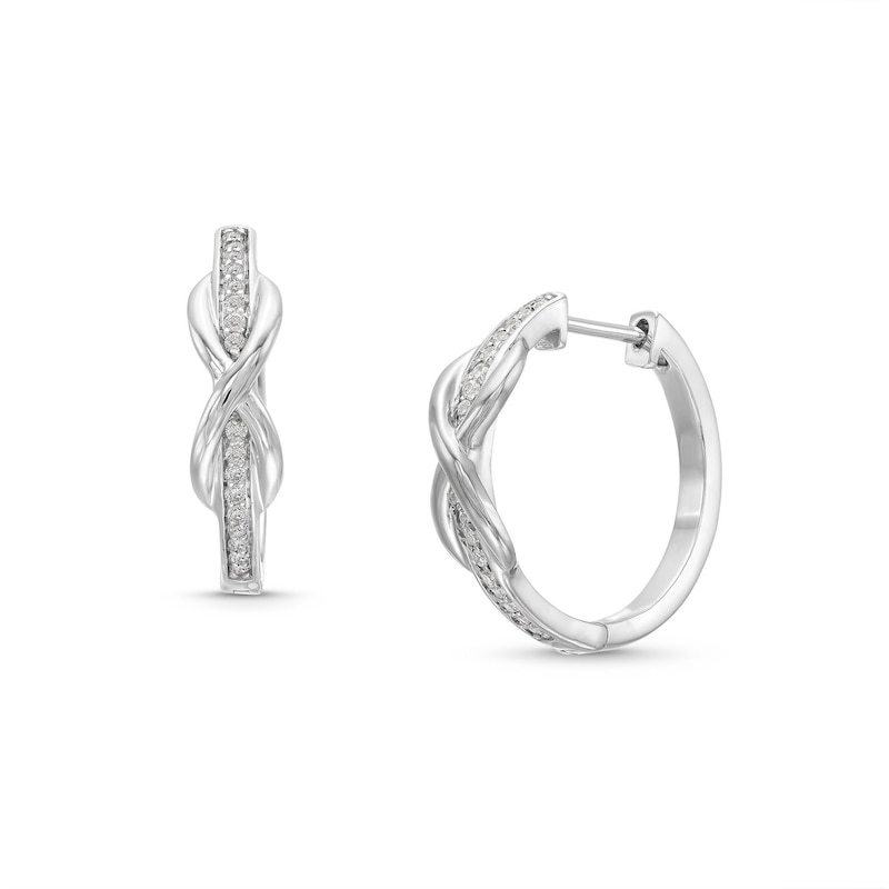 Main Image 1 of 1/5 CT. T.W. Diamond Infinity Overlay Hoop Earrings in Sterling Silver