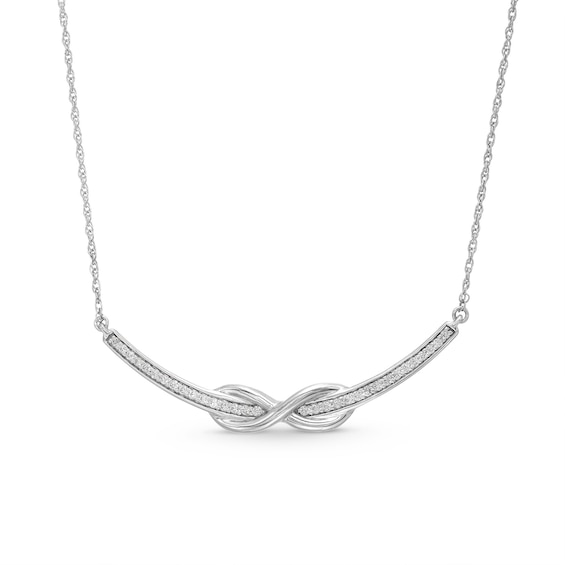 1/5 CT. T.w. Diamond Infinity Overlay Curved Bar Necklace in Sterling Silver