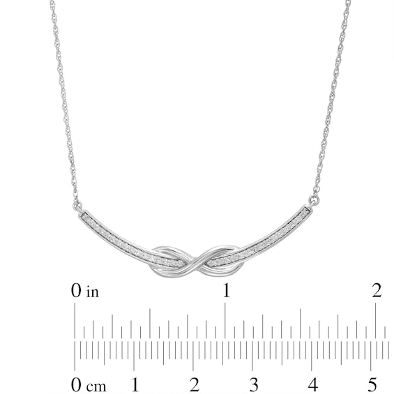 1/5 CT. T.w. Diamond Infinity Overlay Curved Bar Necklace in Sterling Silver
