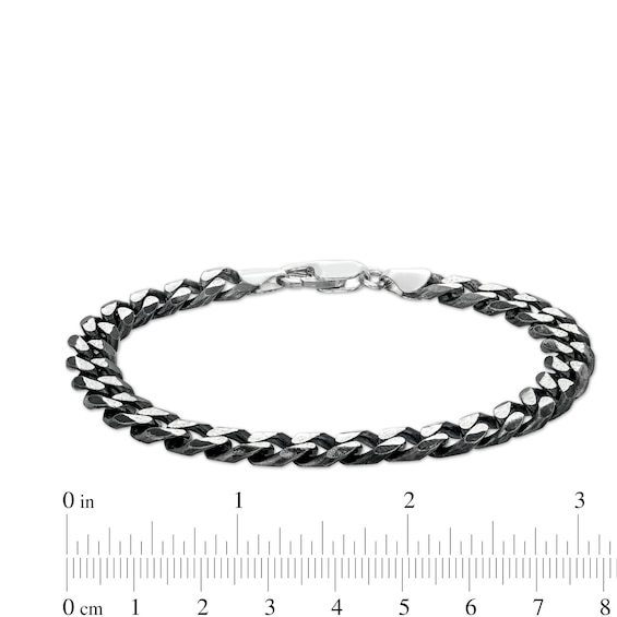 8.1mm Diamond-Cut Curb Chain Necklace and Bracelet Set in Solid Sterling Silver with Black Ruthenium