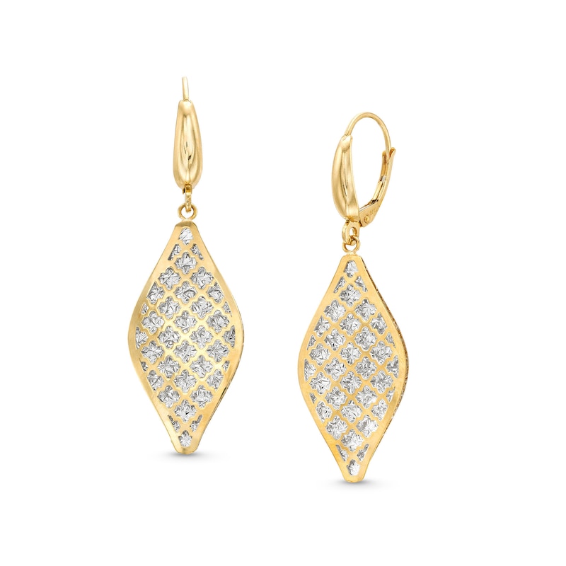 Oro Diamante™ Open Lattice Teardrop Earrings in 14K Two-Tone Gold