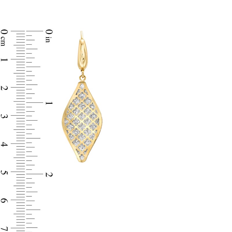 Main Image 3 of Oro Diamante™ Open Lattice Teardrop Earrings in 14K Two-Tone Gold