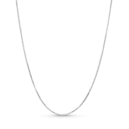 0.7mm Box Chain Necklace in Solid 14K White Gold - 18"
