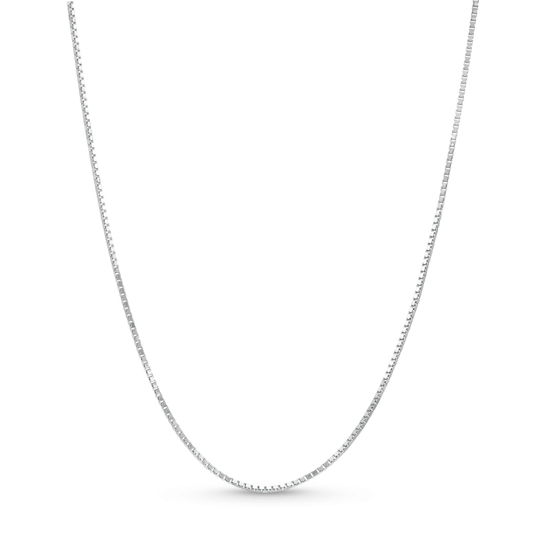 0.7mm Box Chain Necklace in Solid 14K White Gold - 18"