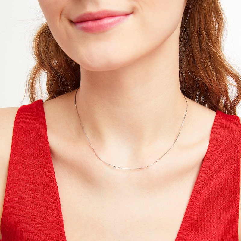 Main Image 2 of 0.7mm Box Chain Necklace in Solid 14K White Gold - 16"