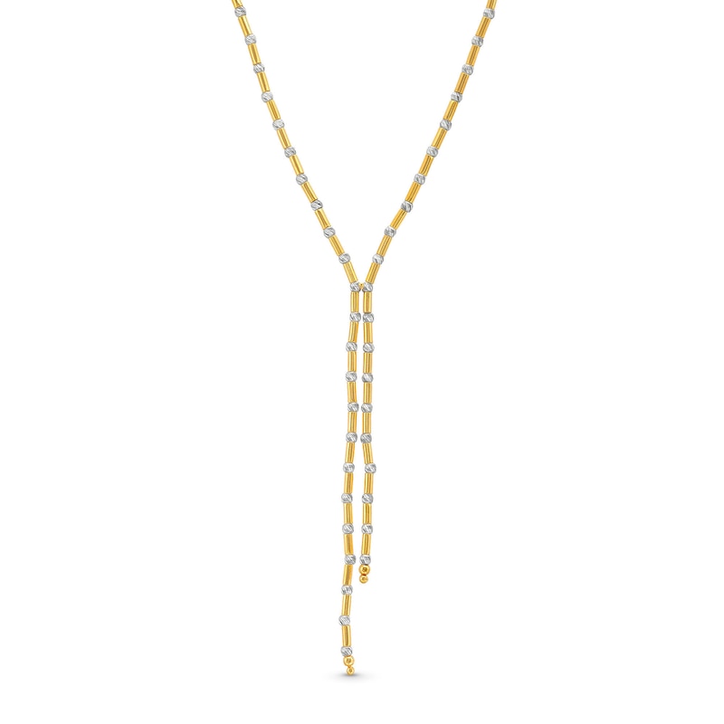 Main Image 1 of Oro Diamante™ Beaded Lariat Necklace in 14K Two-Tone Gold