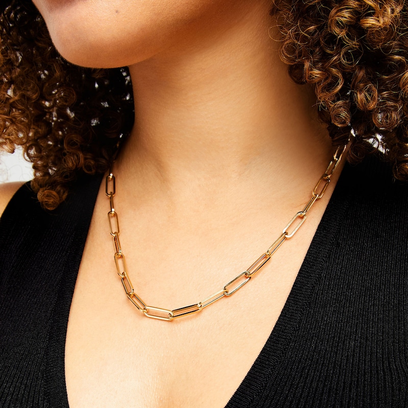 Main Image 2 of 5.6mm Paper Clip Chain Necklace in Hollow 14K Gold - 20"