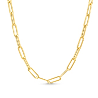 3.8mm Paper Clip Chain Necklace in Hollow 14K Gold - 18"