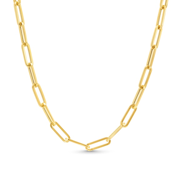 3.8mm Paper Clip Chain Necklace in Hollow 14K Gold - 18"