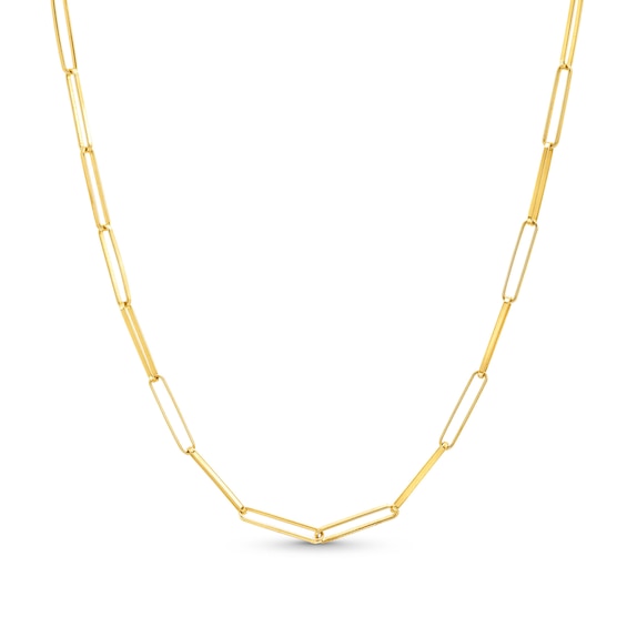 2.0mm Paper Clip Chain Necklace in Solid 14K Gold - 20"